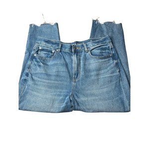 American Eagle Mom Jeans High Rise Raw Hem Size 12 X-shorts